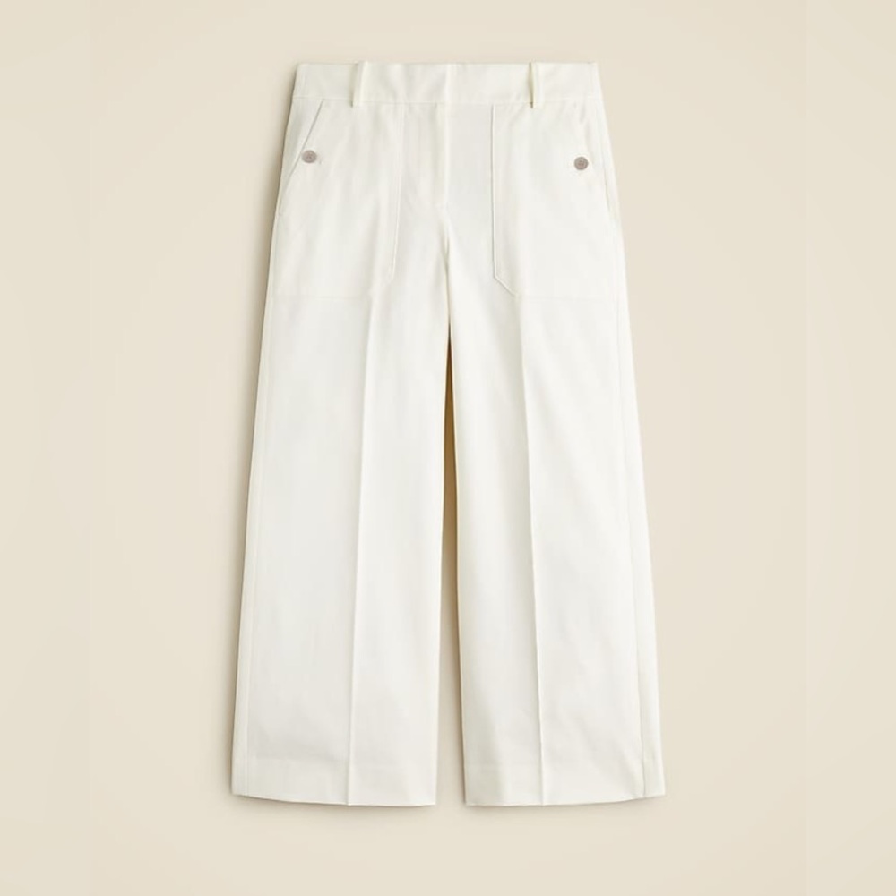 J. Crew Sydney wide-leg pant in bi-stretch cotton blend in Ivory size 0. NWT